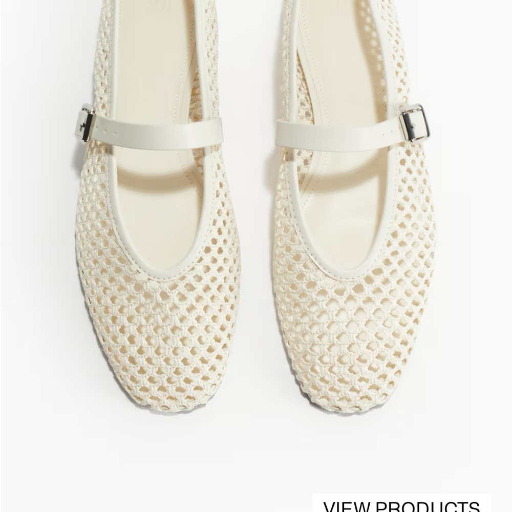 H&M Cream braided mesh ballet Flats with Buckle